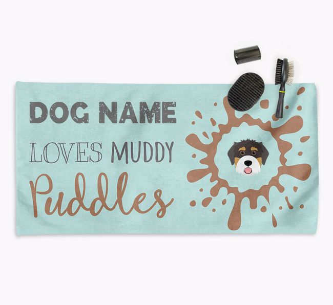 'Muddy Puddles' Personalised Dog Towel for your {breedCommonName}